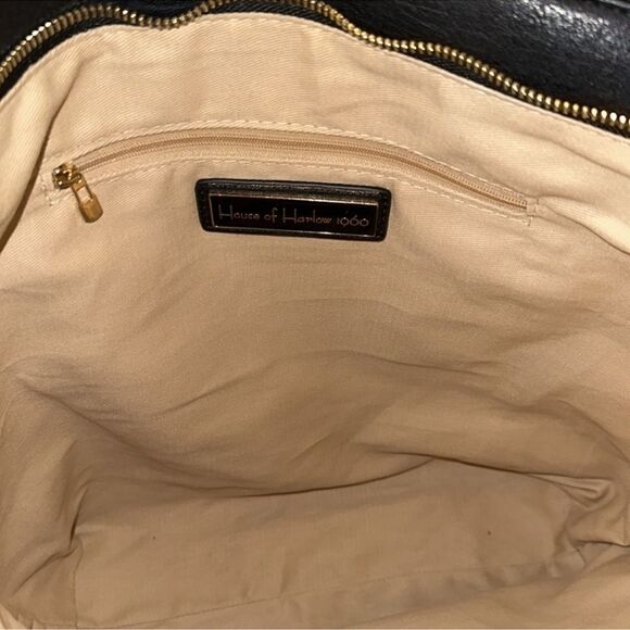 HOH Black 6181 Pleather Tote Bag and Black Fedora Hat Gift Set - Picture 8 of 16